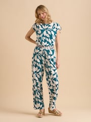 Brakeburn Blue Woodland Leaves 100% Cotton Trousers - Image 5 of 6