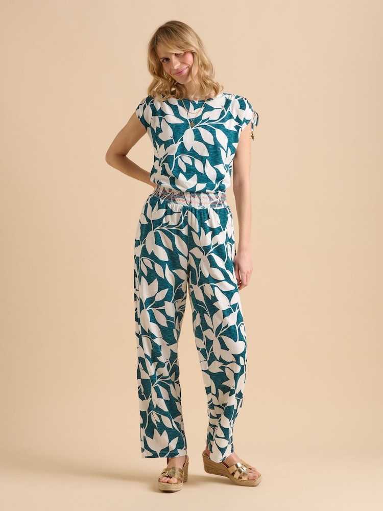 Brakeburn Blue Woodland Leaves 100% Cotton Trousers - Image 5 of 6