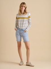 Brakeburn Cream Engineered Stripe Bella Crew 100% Cotton Sweatshirt - Image 1 of 5