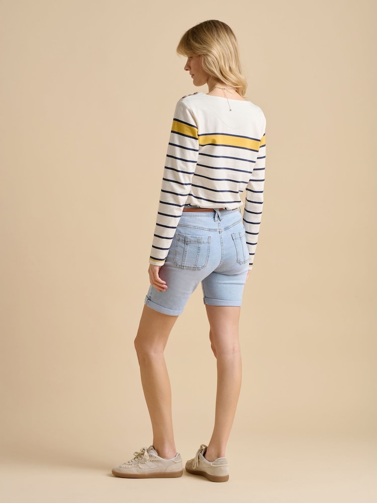 Brakeburn Cream Engineered Stripe Bella Crew 100% Cotton Sweatshirt - Image 2 of 5