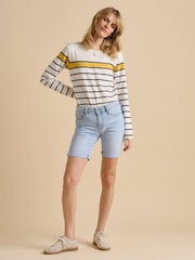Brakeburn Cream Engineered Stripe Bella Crew 100% Cotton Sweatshirt - Image 5 of 5