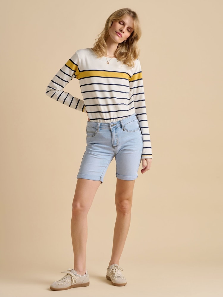 Brakeburn Cream Engineered Stripe Bella Crew 100% Cotton Sweatshirt - Image 5 of 5