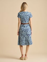 Brakeburn Blue Shadow Floral Print 100% Cotton Midi Dress - Image 2 of 6