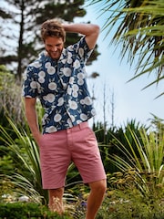 Brakeburn Blue Bamboo Floral Print Resort 100% Cotton Shirt - Image 1 of 6