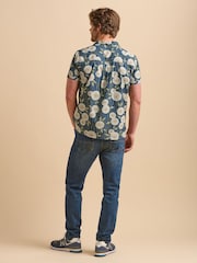 Brakeburn Blue Bamboo Floral Print Resort 100% Cotton Shirt - Image 3 of 6