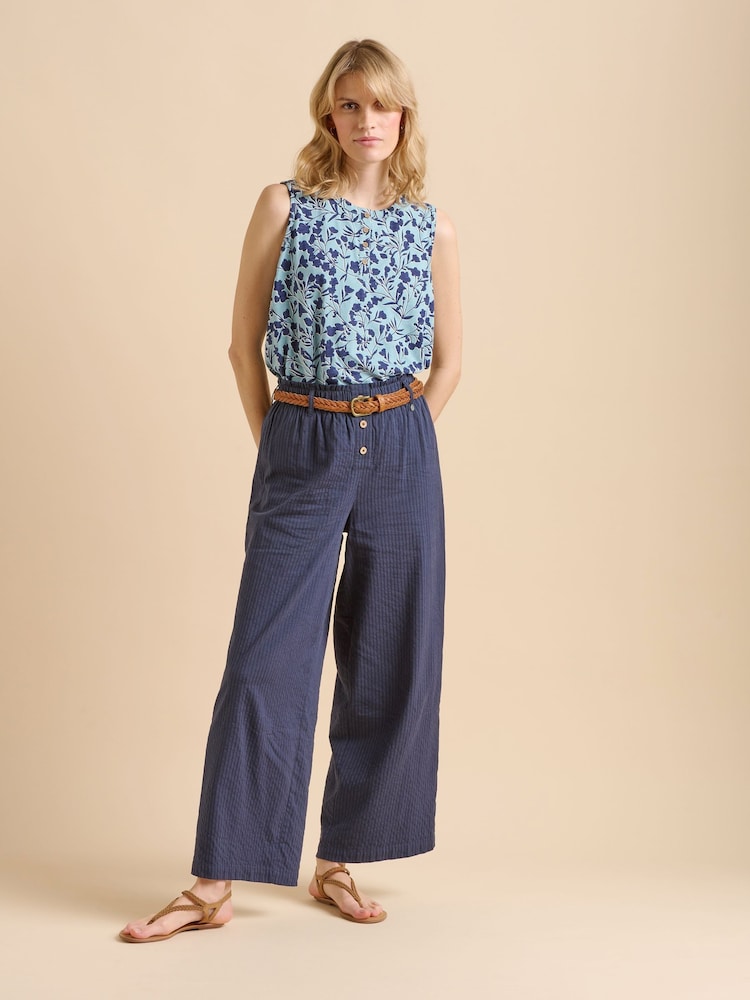 Brakeburn Blue Shadow Floral Print 100% Cotton Vest - Image 1 of 6