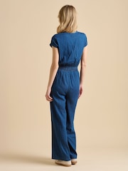 Brakeburn Blue Spot Denim Wide Leg 100% Cotton Jumpsuit - Image 2 of 5