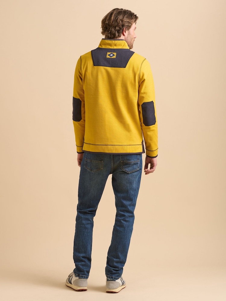 Brakeburn Yellow Green Stripe Quarter Zip Sweat Top - Image 2 of 6