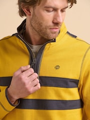 Brakeburn Yellow Green Stripe Quarter Zip Sweat Top - Image 4 of 6