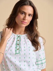 Brakeburn White Shingle 100% Cotton Blouse - Image 1 of 5