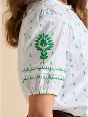 Brakeburn White Shingle 100% Cotton Blouse - Image 5 of 5