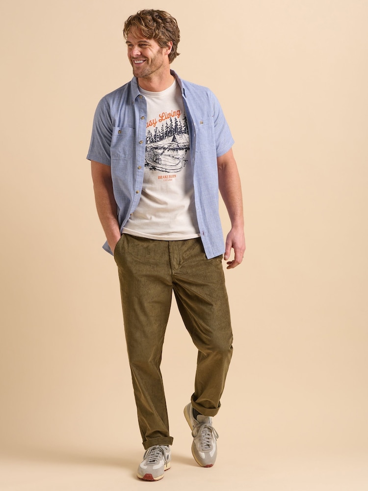 Brakeburn Blue Texture 100% Cotton Shirt - Image 6 of 6