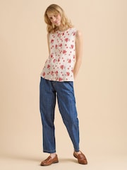 Brakeburn Cream Fan Floral Print Sleeveless Blouse - Image 2 of 6