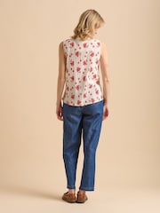 Brakeburn Cream Fan Floral Print Sleeveless Blouse - Image 3 of 6