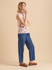 Brakeburn Cream Fan Floral Print Sleeveless Blouse - Image 5 of 6