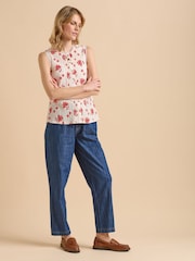 Brakeburn Cream Fan Floral Print Sleeveless Blouse - Image 6 of 6