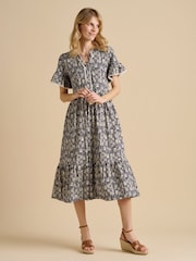 Brakeburn Blue Arrows Midi 100% Cotton Dress - Image 2 of 6