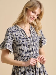 Brakeburn Blue Arrows Midi 100% Cotton Dress - Image 5 of 6