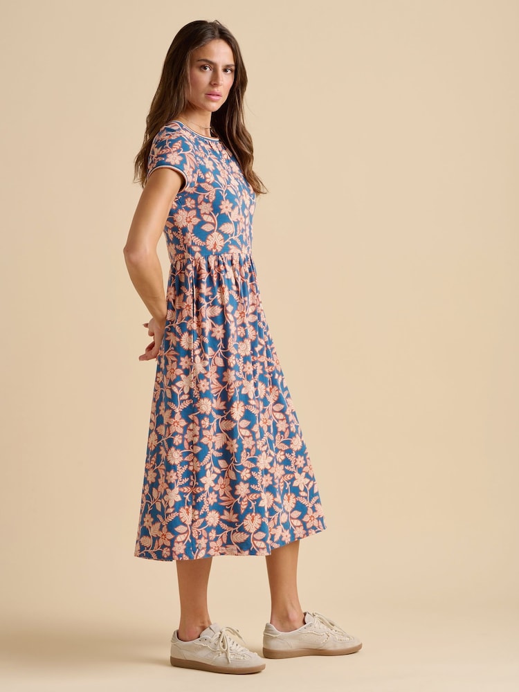 Brakeburn 100% bumbac Midnight Garden Midi Rochie - Image 4 of 5