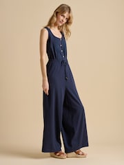 Brakeburn Blue Embroidery Drawstring Tie Jumpsuit - Image 5 of 5