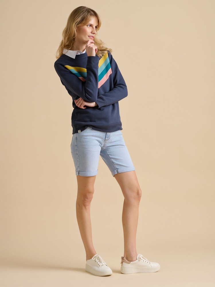 Brakeburn Blue Broderie Crew Neck Sweatshirt - Image 3 of 5