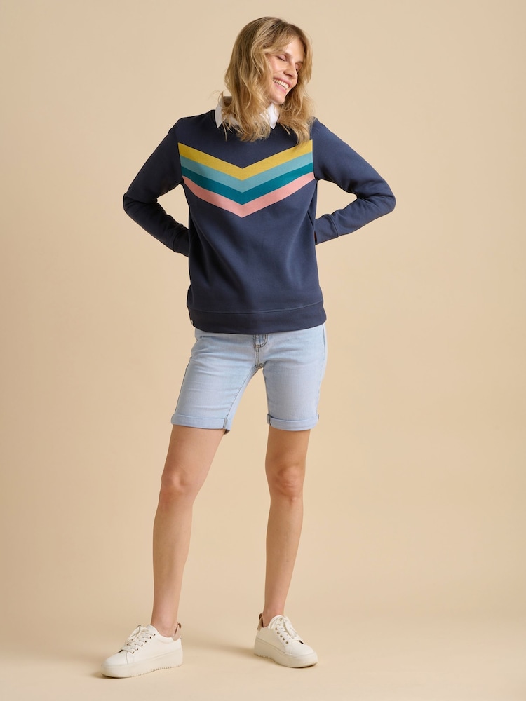 أزرق - Brakeburn Broderie Crew Neck Sweatshirt - صورة 5 من 5