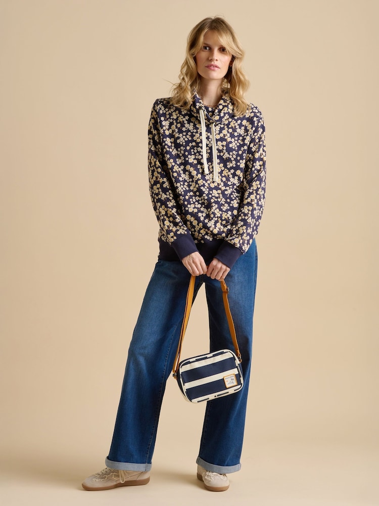 Brakeburn Blue 100% Cotton Floating Daisy Cowl Neck Sweatshirt - Image 2 of 5