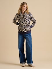 Brakeburn Blue 100% Cotton Floating Daisy Cowl Neck Sweatshirt - Image 4 of 5
