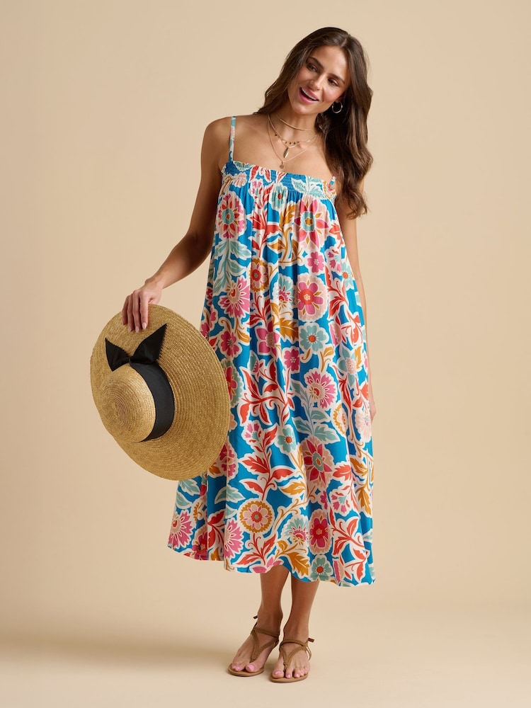 Brakeburn Blue Full Bloom Midi Dress - Image 1 of 5