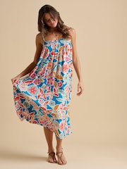 Brakeburn Blue Full Bloom Midi Dress - Image 4 of 5