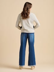 Brakeburn Cream Breton Stripe Sweat 100% Cotton Jacket - Image 2 of 5