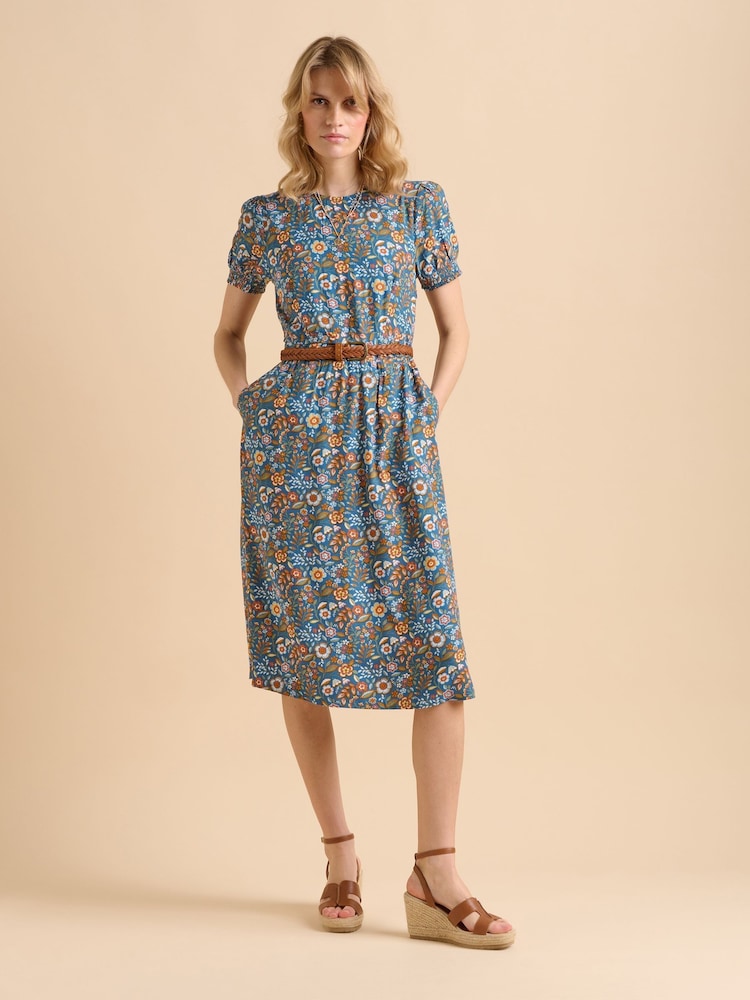 Brakeburn Blue Secret Garden Midi Dress - Image 1 of 6