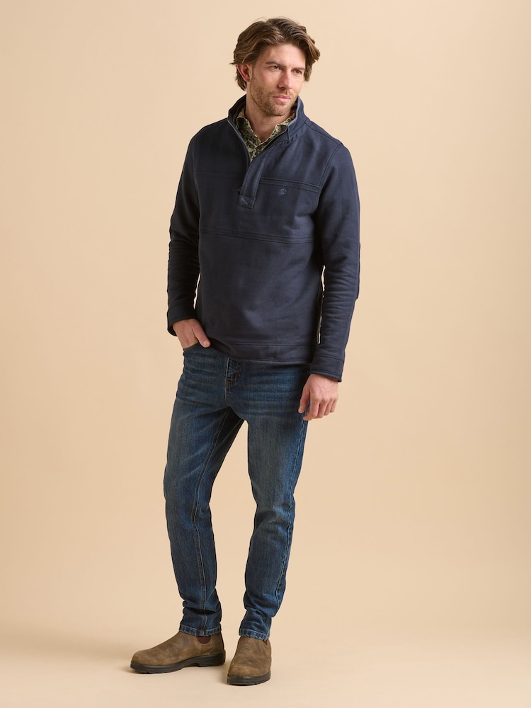 Brakeburn Blue Green Stripe Quarter Zip Sweat Top - Image 1 of 6