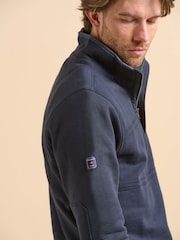 Brakeburn Blue Green Stripe Quarter Zip Sweat Top - Image 4 of 6