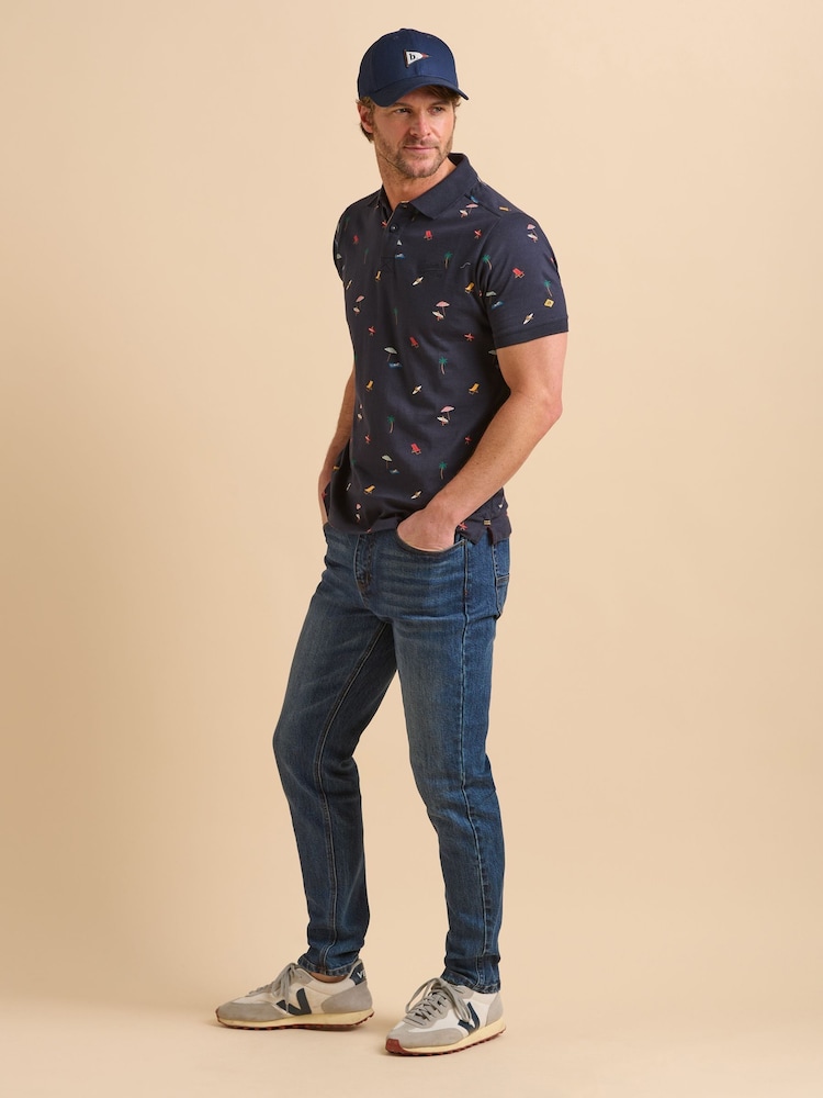 Brakeburn Blue Maritime Stripe Polo Shirt - Image 3 of 6