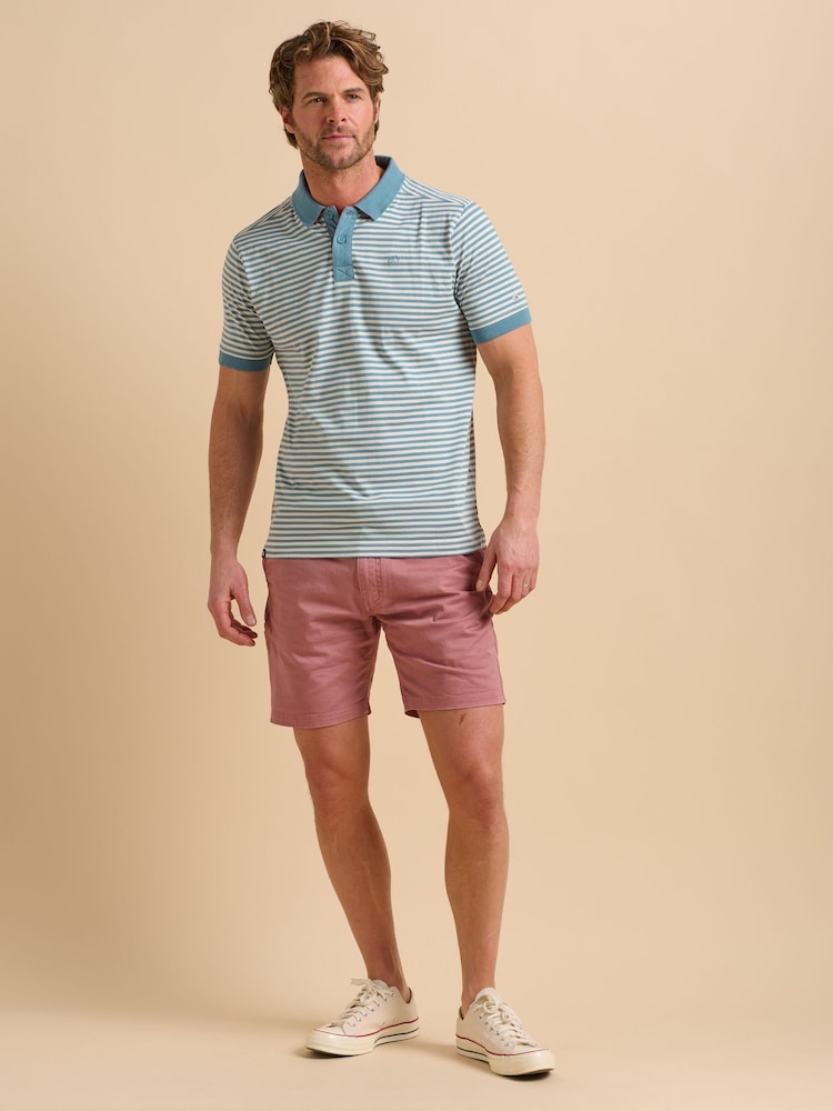 Brakeburn 100% Cotton Smoke Blue Stripe Polo Shirt - Bild 2 von 6