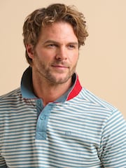 Brakeburn 100% Cotton Smoke Blue Stripe Polo Shirt - Bild 5 von 6