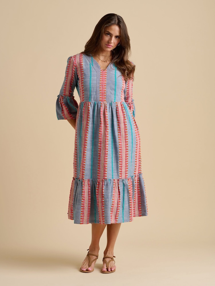 Brakeburn Blue 100% Cotton Shore Midi Dress - Image 1 of 5