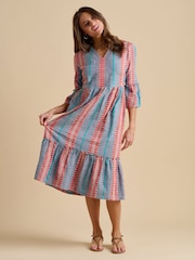 Brakeburn Blue 100% Cotton Shore Midi Dress - Image 3 of 5