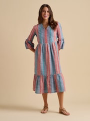 Brakeburn Blue 100% Cotton Shore Midi Dress - Image 5 of 5