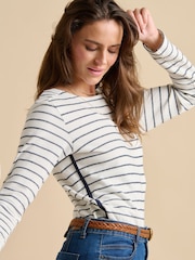 Brakeburn White Engineered Stripe Bella Crew 100% Cotton Sweatshirt - Image 3 of 5