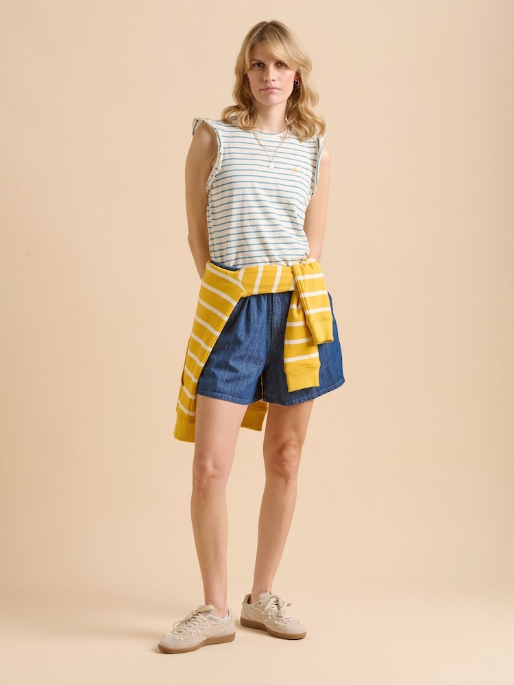 Brakeburn Blue Flutter Sleeve 100% Cotton T-Shirt - Image 1 of 6