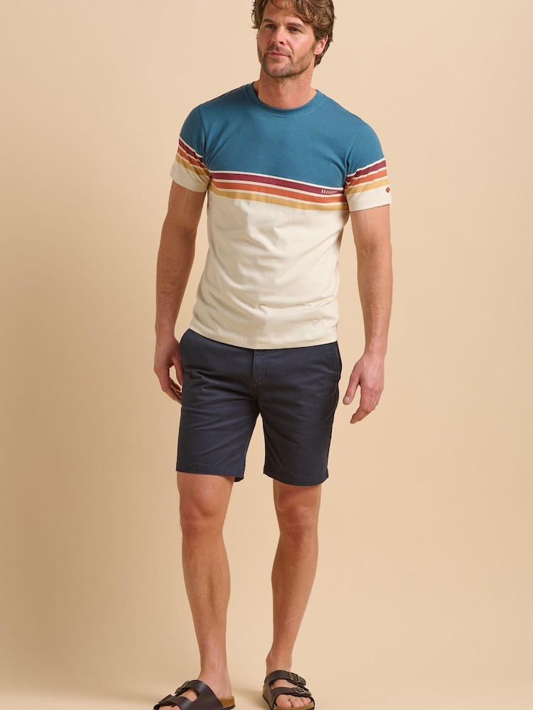 Brakeburn Natural Cream Stripe T-Shirt - Image 1 of 5