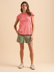 Brakeburn Red Coral Stripe 100% Cotton T-Shirt - Image 2 of 6