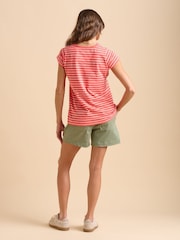 Brakeburn Red Coral Stripe 100% Cotton T-Shirt - Image 3 of 6