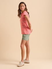 Brakeburn Red Coral Stripe 100% Cotton T-Shirt - Image 6 of 6