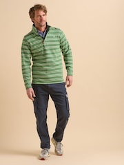 Brakeburn Green Green Stripe Quarter Zip Sweat Top - Image 1 of 6