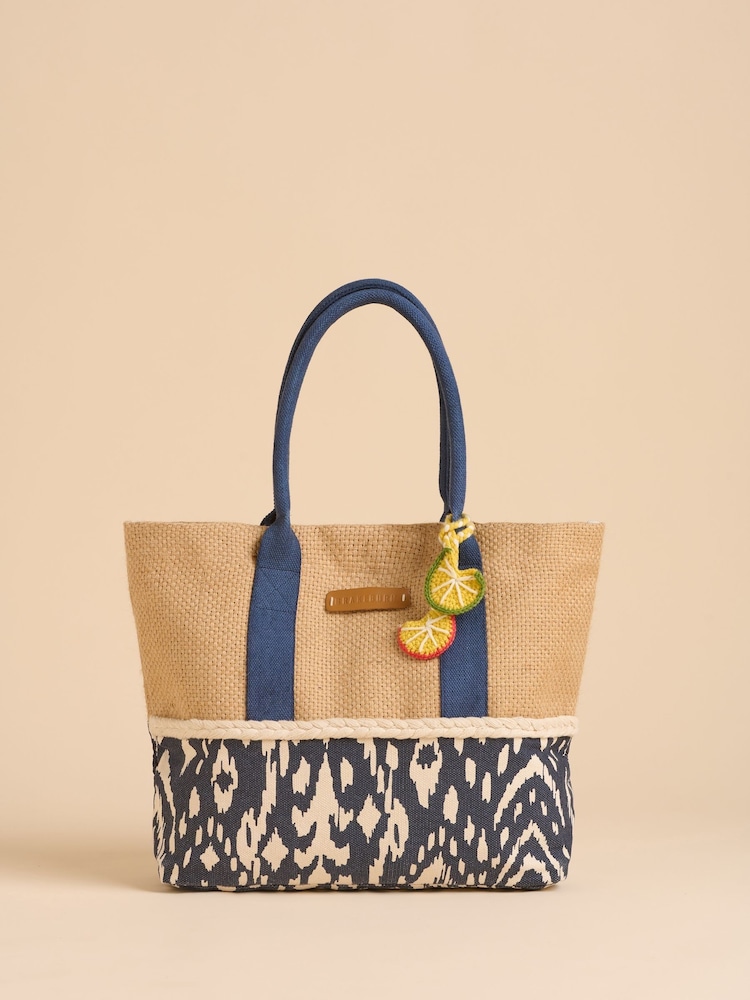 Brakeburn Blue Tropical Beach Bag - Image 1 of 4 Brakeburn Blue Tropical Beach Bag - Image 1 of 4