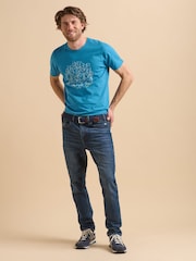 Синий - Brakeburn Seagul 100% Cotton T-Shirt - Image 6 of 6