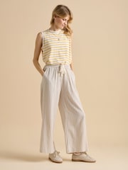 Brakeburn Cream Stripe Wide Leg Trousers - Image 4 of 5
